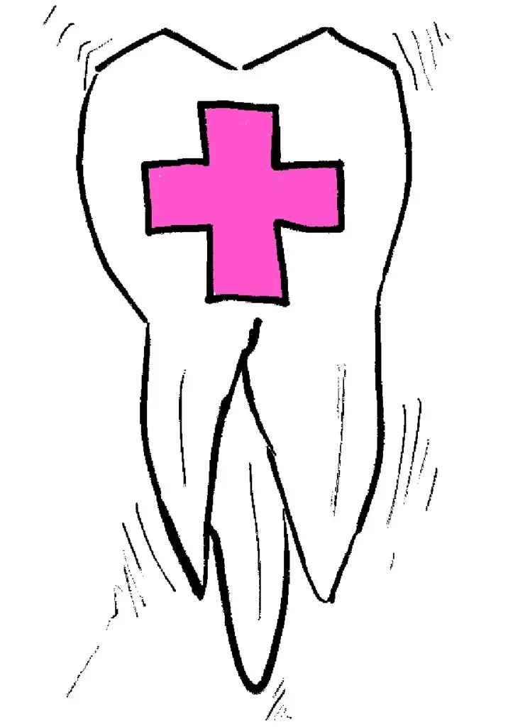Zahn mit Pinkem Kreuz